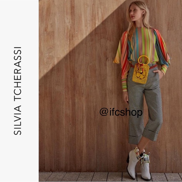 Silvia Tcherassi Houndstooth Beatrice Cropped Pants M - Picture 1 of 13